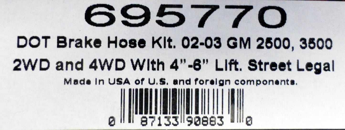 Russell 695780 Stainless Brake Hose Kit Silverado Sierra 1500 2005-07 4"-7" Lift