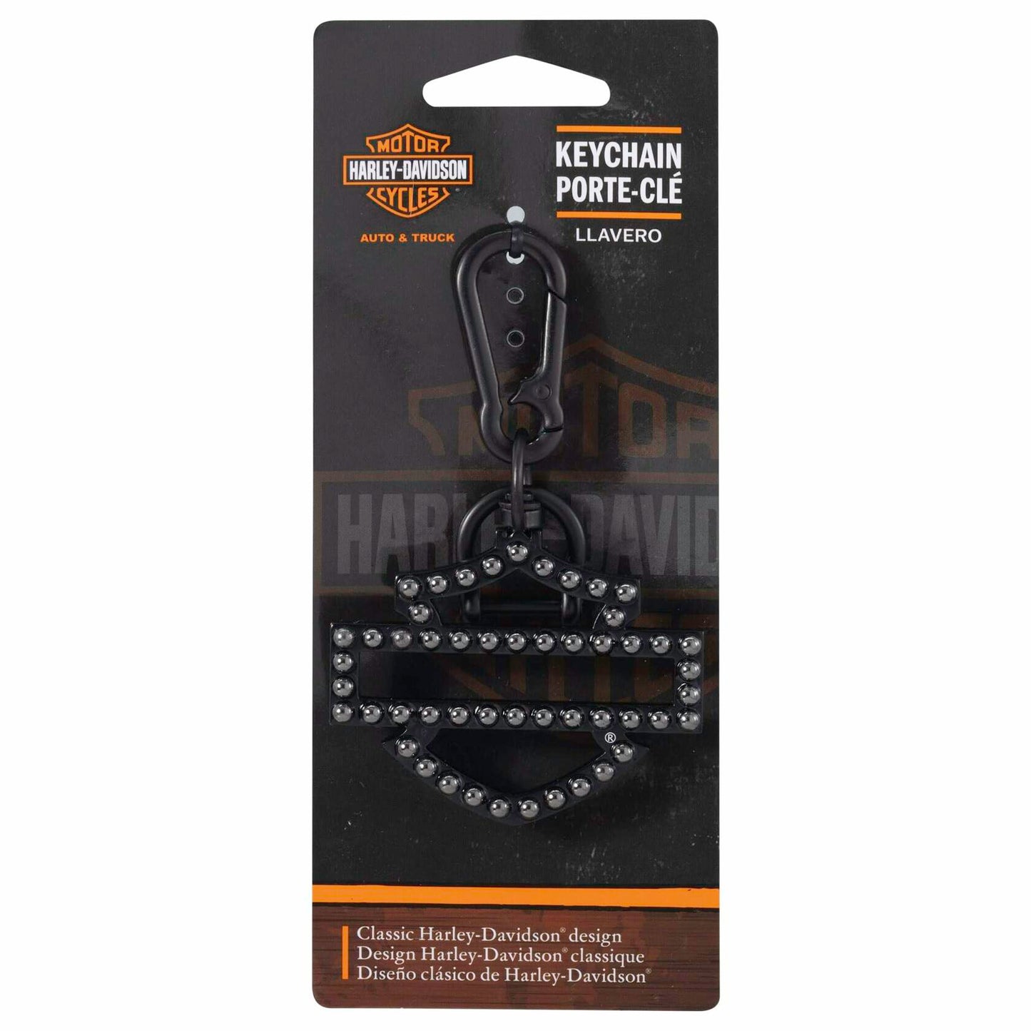 004626R01 Harley-Davidson Rivet Silhouette Bar & Shield Logo Key Chain, Black