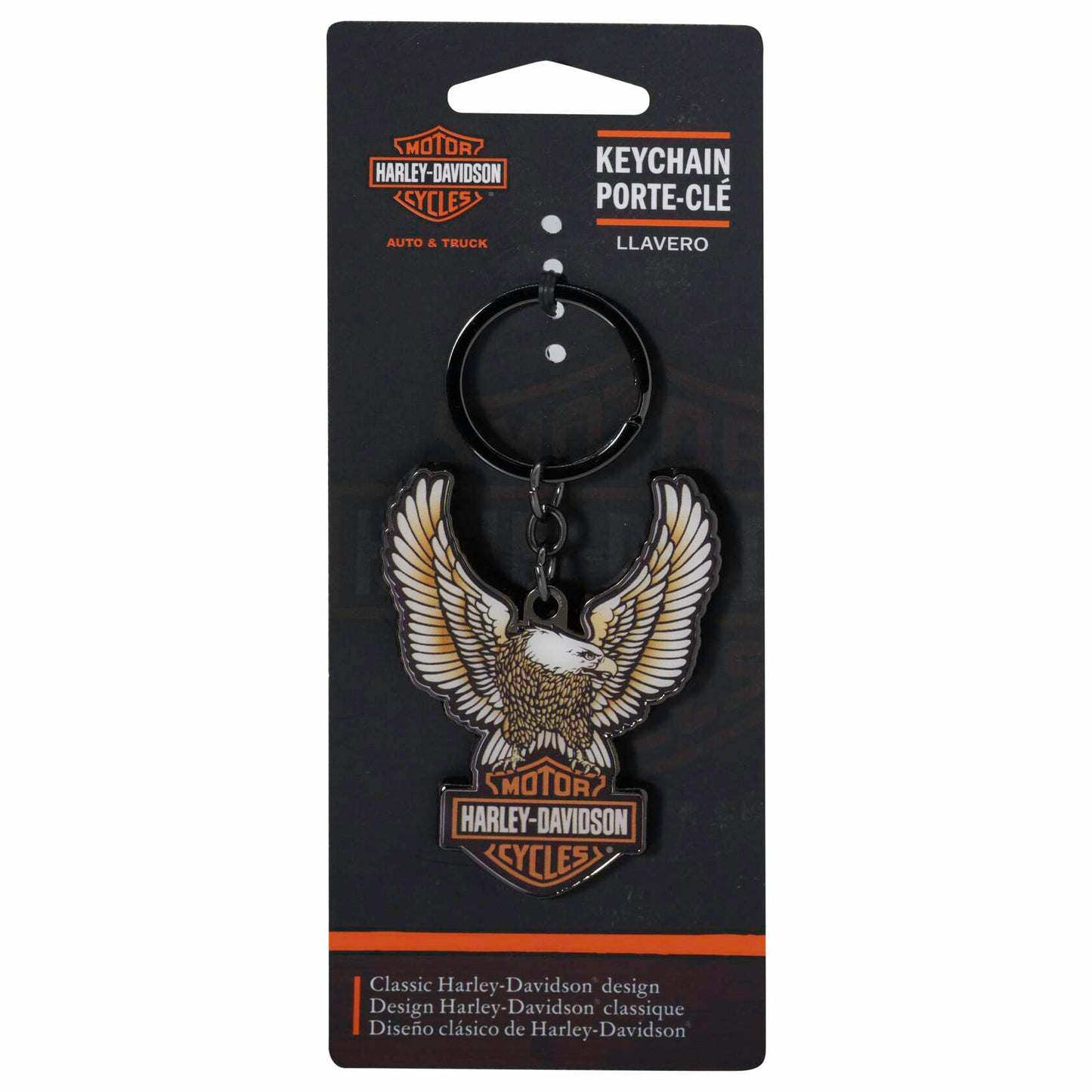 Plasticolor 004621 Harley-Davidson Domed Eagle Bar & Shield Logo Key Chain Black