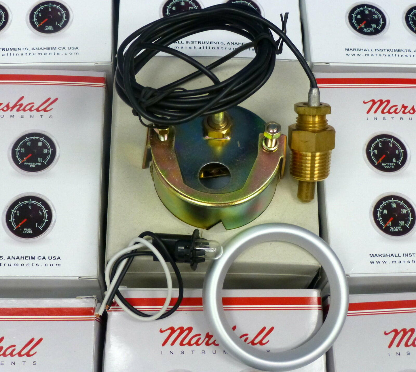 Marshall Comp II 3014 Mecanical Water Temp Gauge 2 5/8" Black Dial 100-280 F