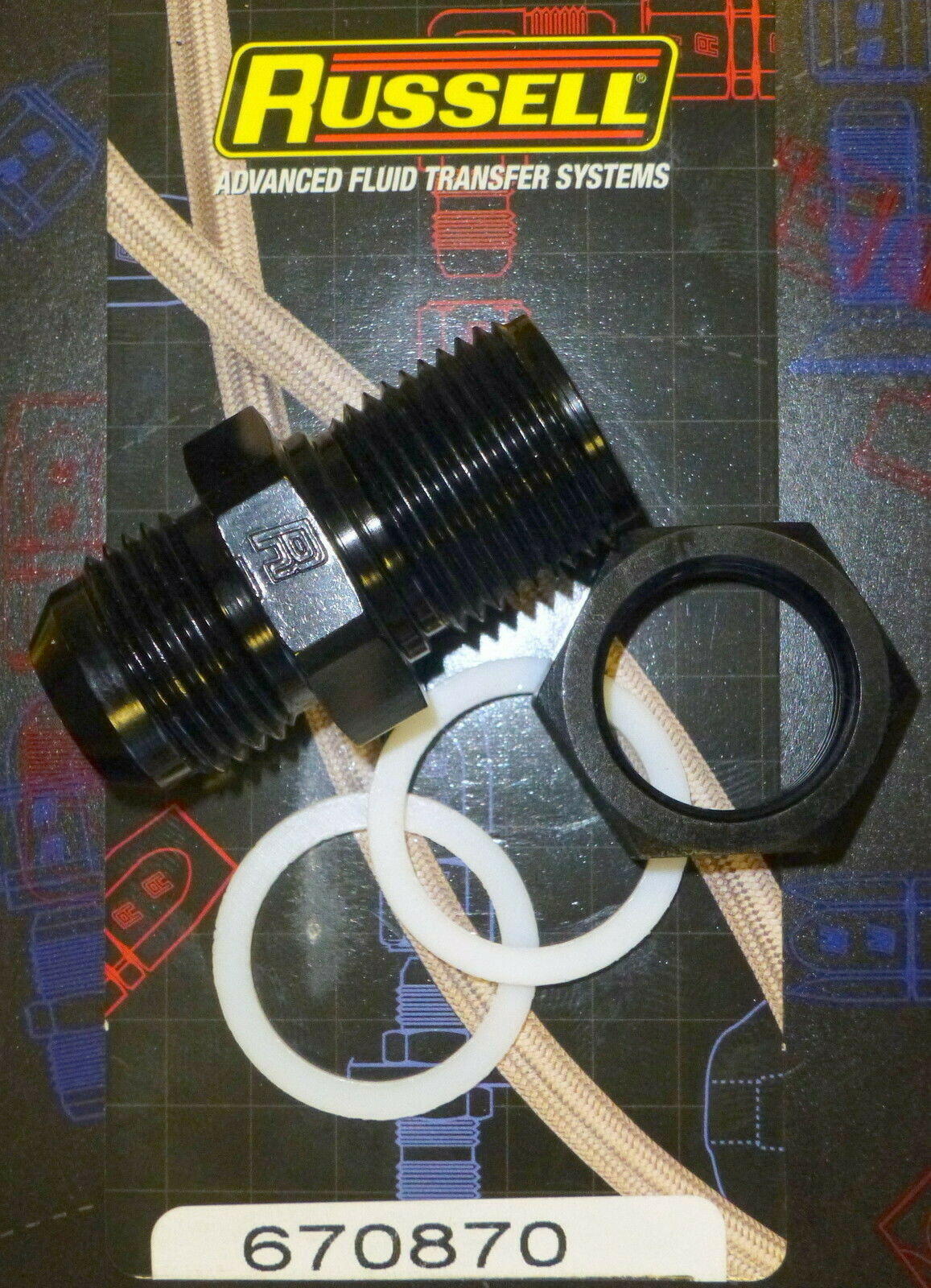 Russell 670870 Fuel Cell Bulkhead Fitting -10 -10AN Black Anodized