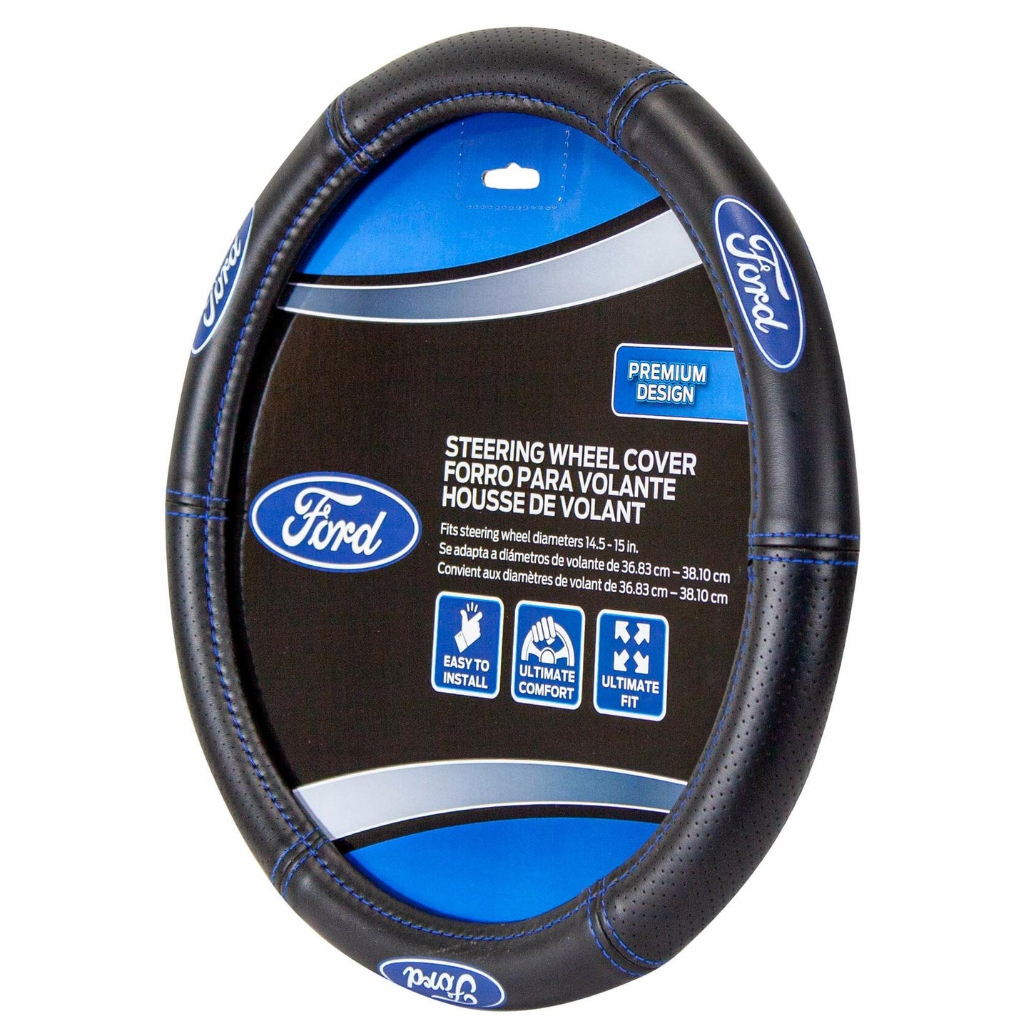 Ford Contrast Stitching Premium Steering Wheel Cover for Cars, Trucks & SUV