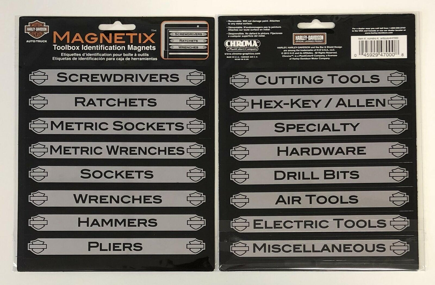 Harley Davidson Toolbox Identification Magnets 16 pcs