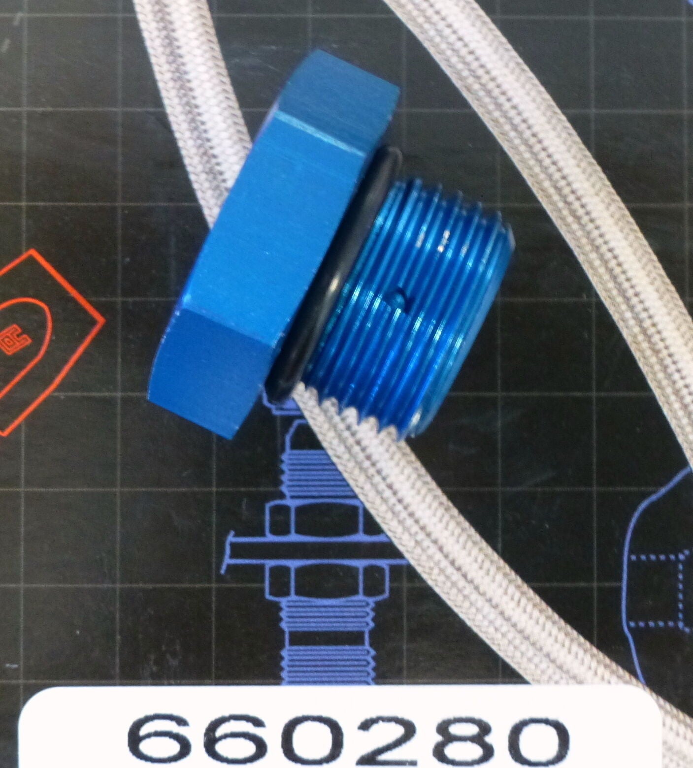 Russell 660280 Straight Tread Plug Fitting O-Ring -8 -8AN Blue Anodized