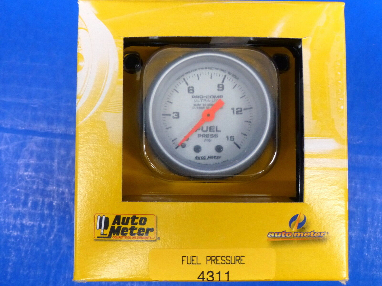 Auto Meter 4311 Ultra Lite Pro Comp Mechanical Fuel Presure Gauge 0-15 PSI