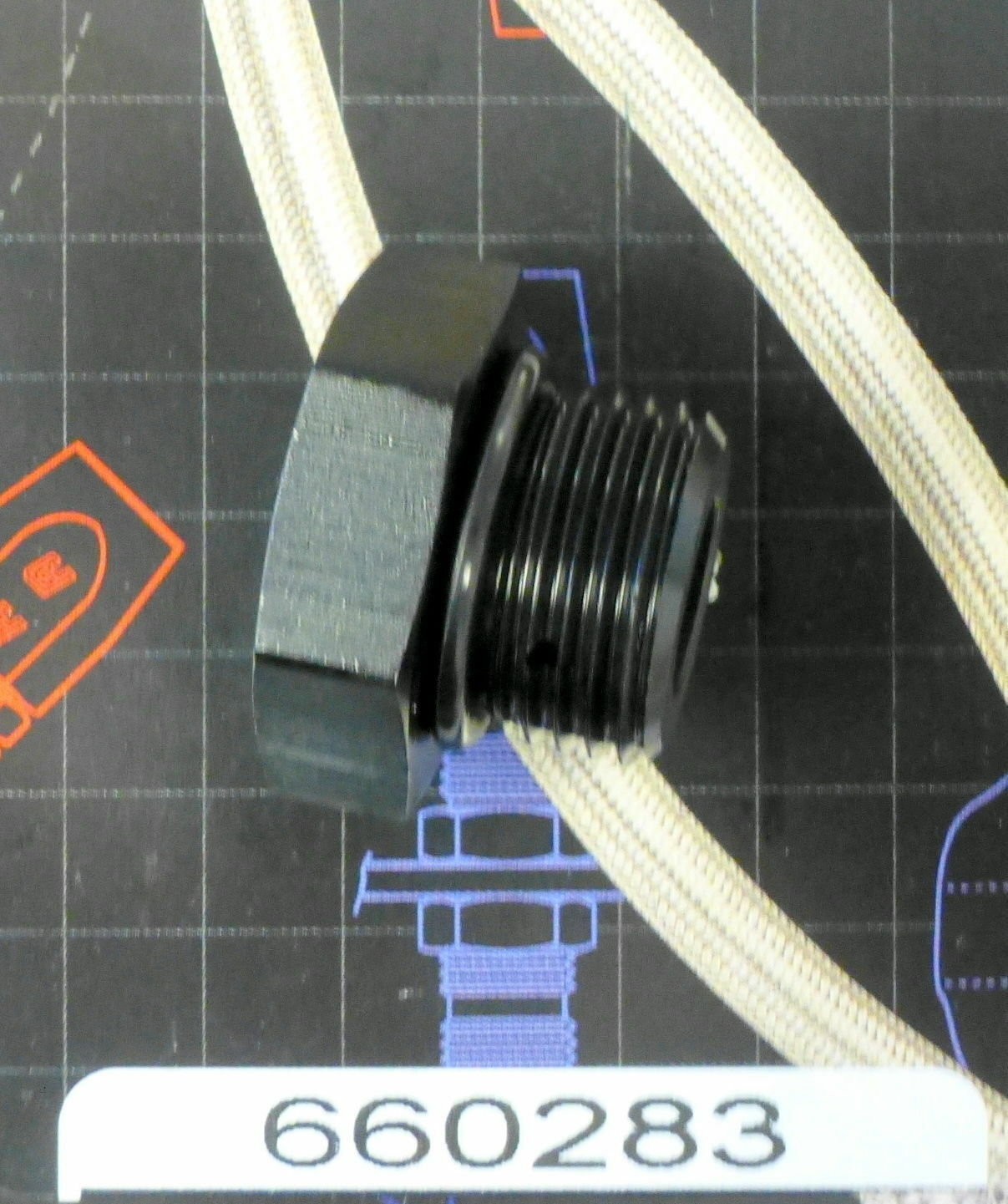 Russell 660283 Straight Tread Plug Fitting O-Ring -8 -8AN Black Anodized