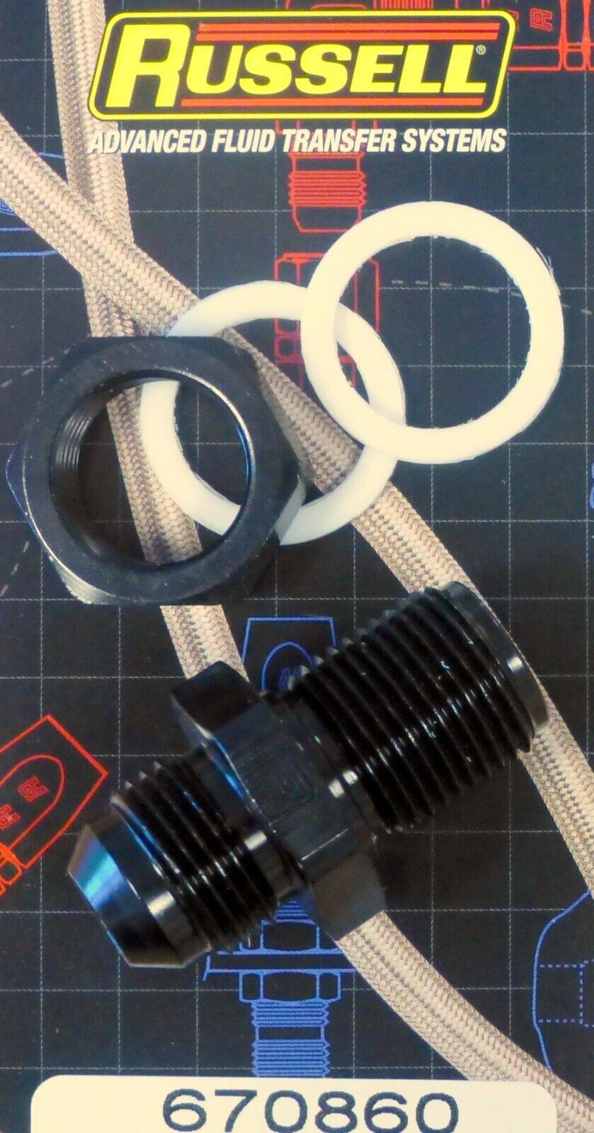 Russell 670860 Fuel Cell Bulkhead Fitting -8 -8 AN Black Anodized