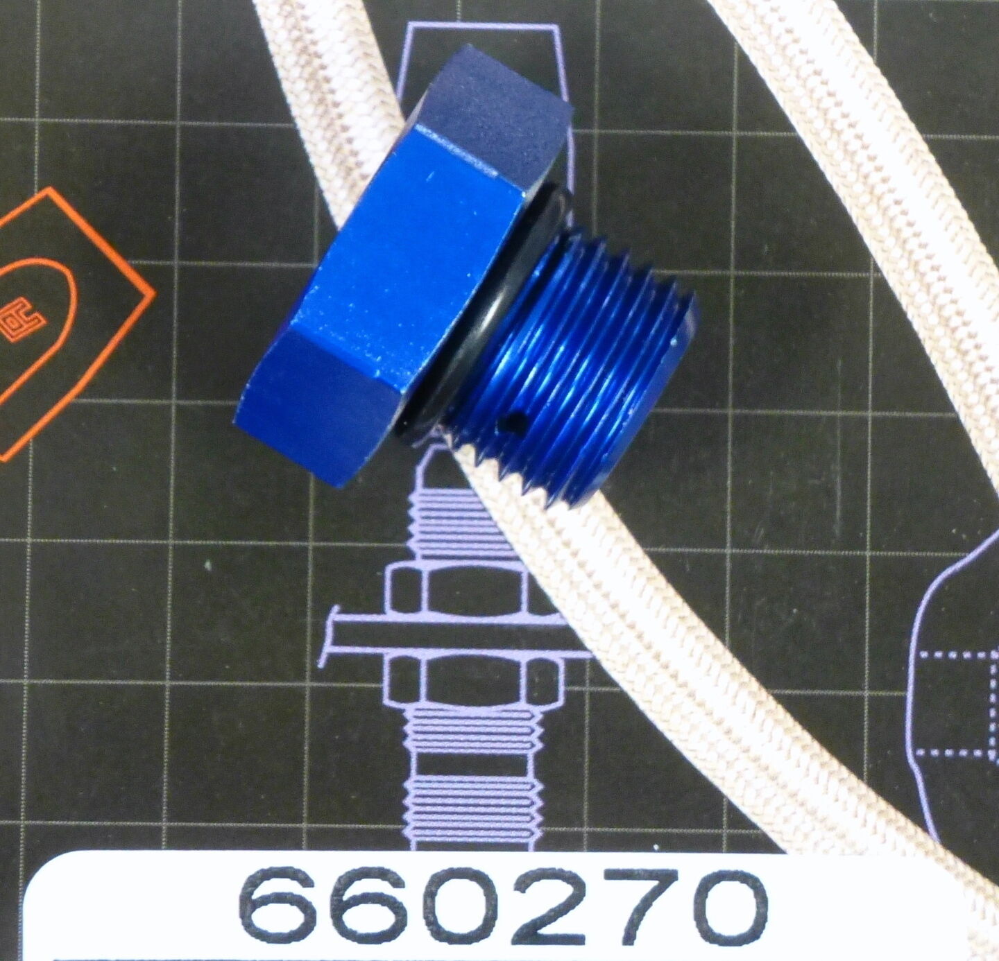 Russell 660270 Straight Tread Plug Fitting O-Ring -6 -6AN Blue Anodized