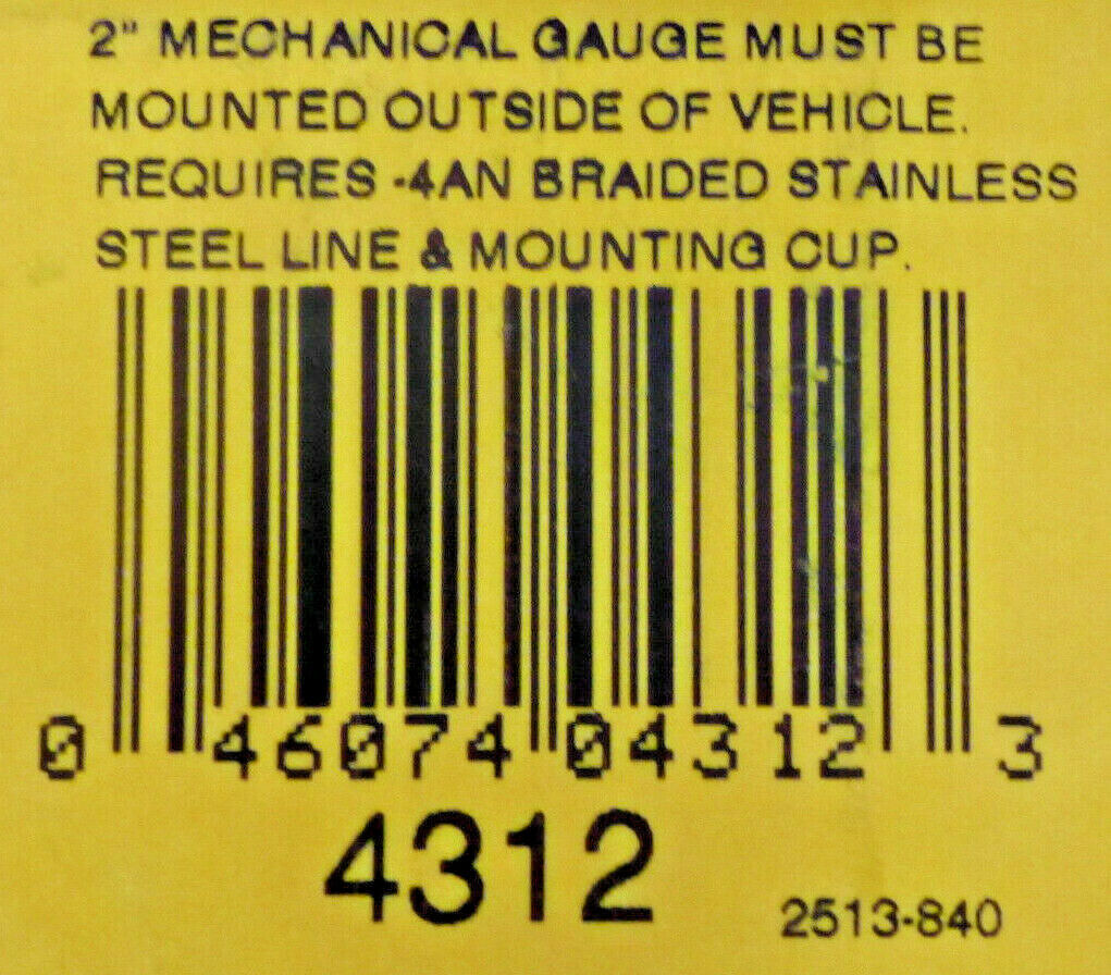 Auto Meter 4312 Ultra Lite Mechanical Fuel Pressure Gauge 2 1/16 0-100 PSI