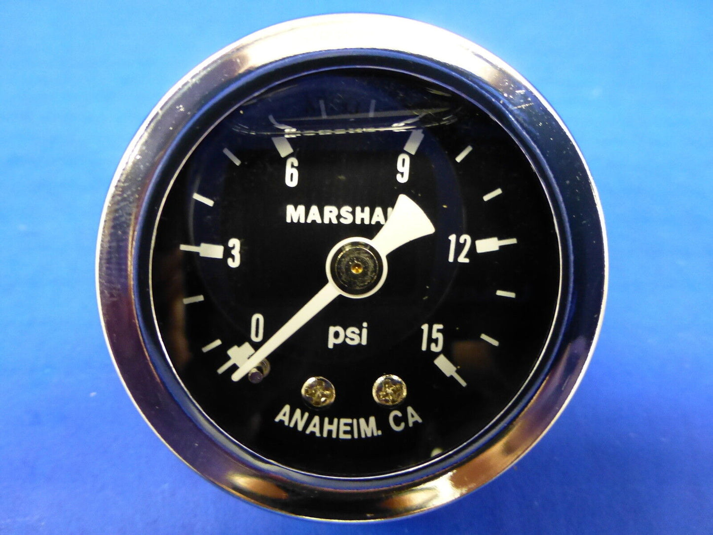 Marshall Gauge 0-15 psi Fuel Pressure Oil Pressure Black 1.5" Diameter Liquid