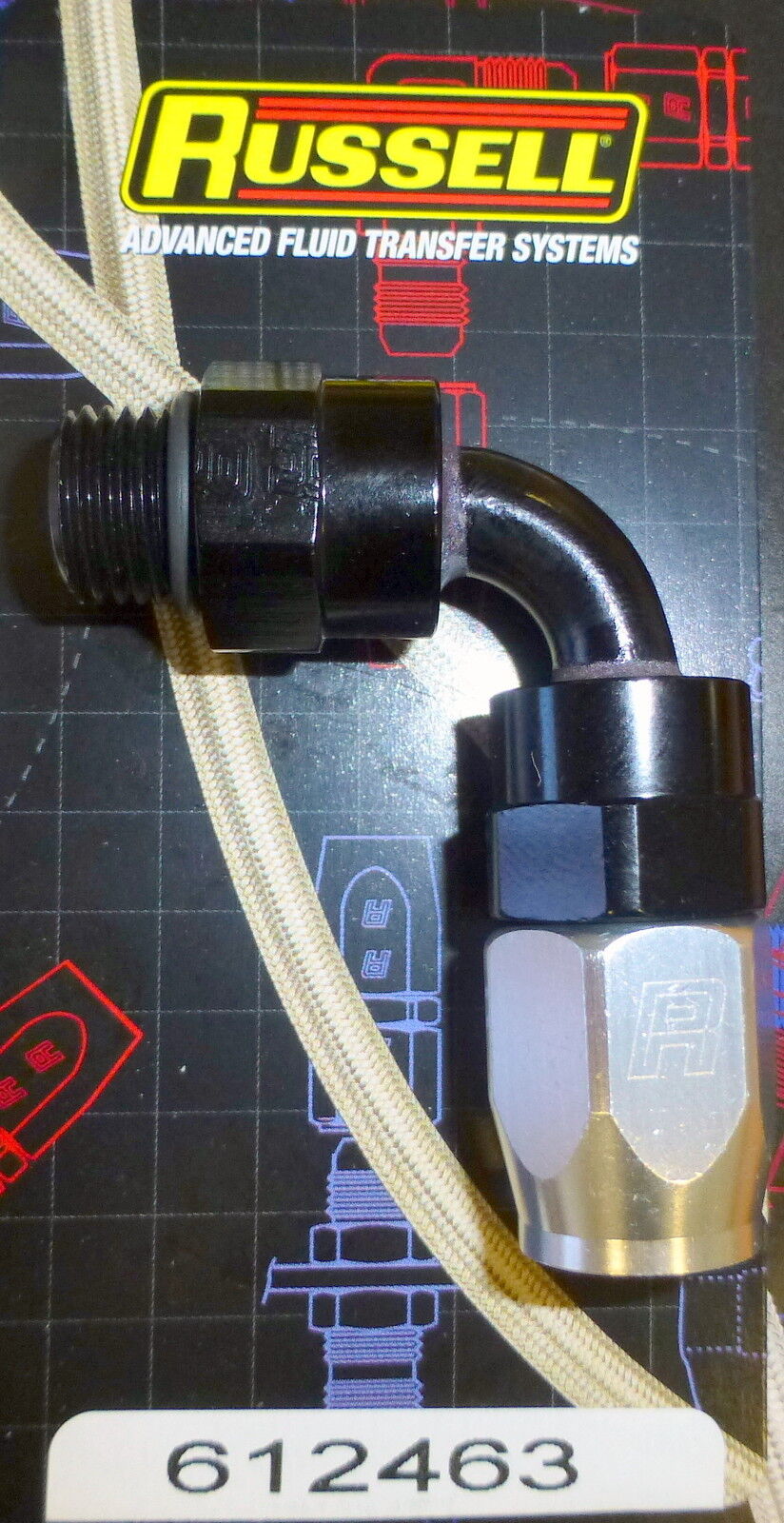 Russell 612463 Swivel Hose End Fitting 90 degree 6 ORB Radius Port to 6AN Hose