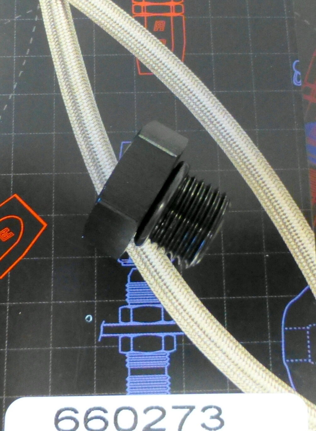 Russell 660273 Straight Tread Plug Fitting O-Ring -6 -6AN Black Anodized