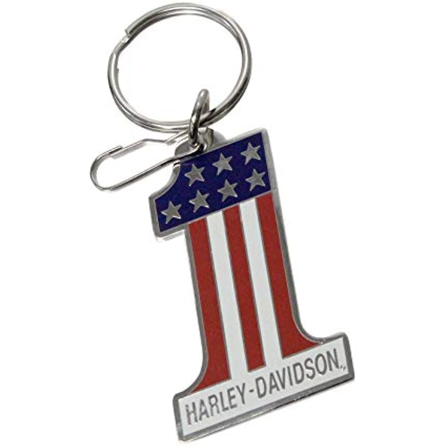 Harley-Davidson #1 Logo Red, White & Blue Enamel Key Chain PC4321