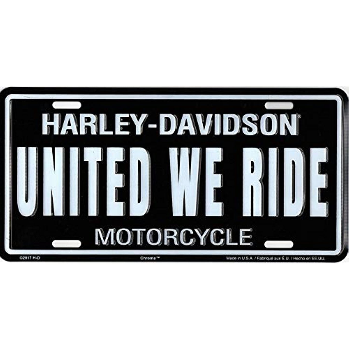 Harley Davidson United We Ride” Black Embossed Aluminum Metal License Plate Tag