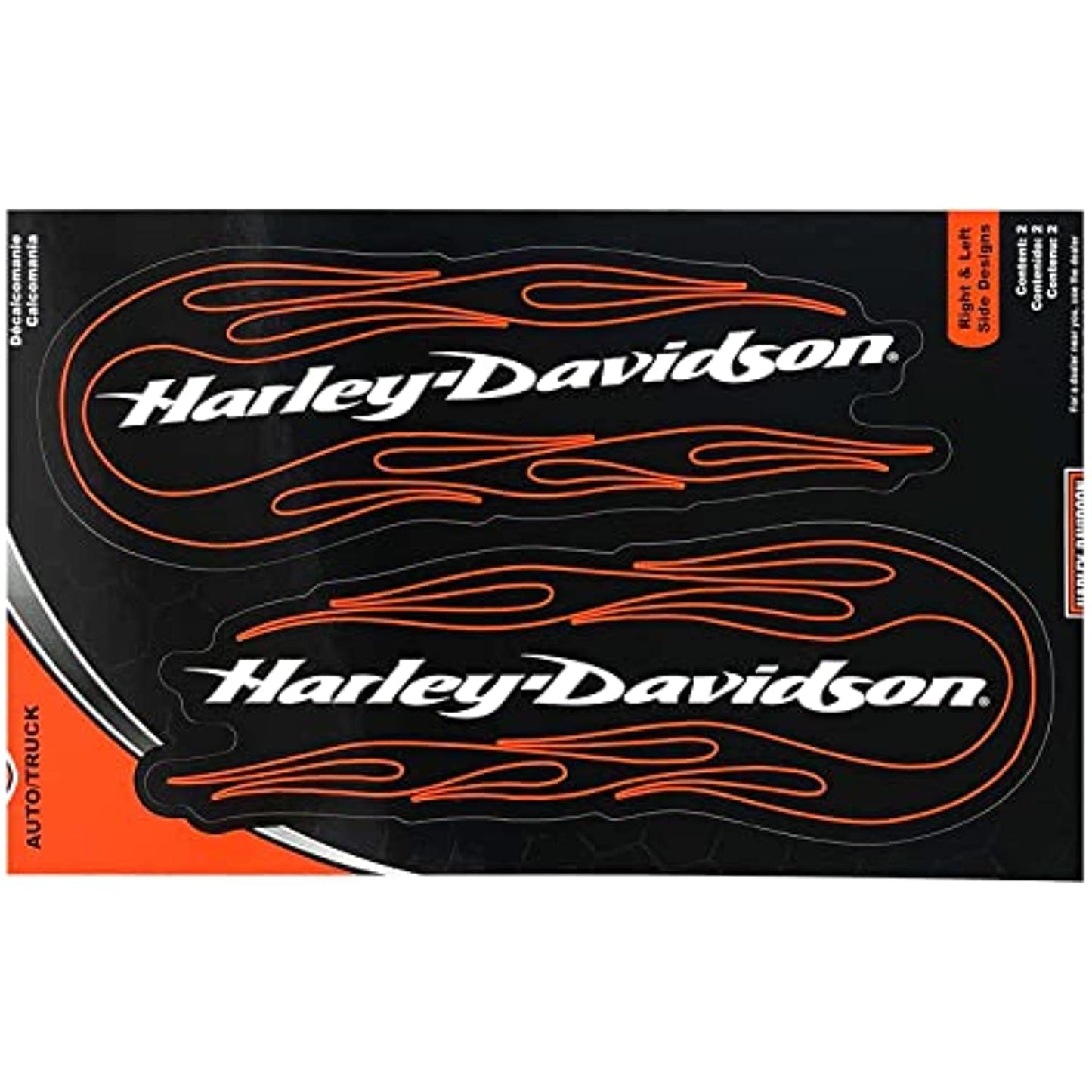 32010 Harley-Davidson 2 pcs Scripted Text Red Tribal Flames 2" x 8" Decal Kit