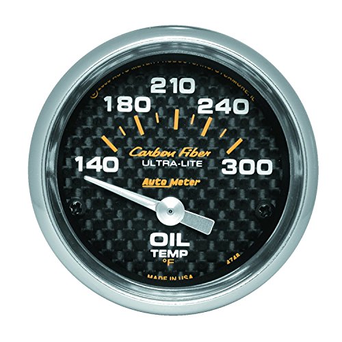 AUTO METER 4748 Carbon Fiber Electric Oil Temperature Gauge 140-300 F 2-1/16"