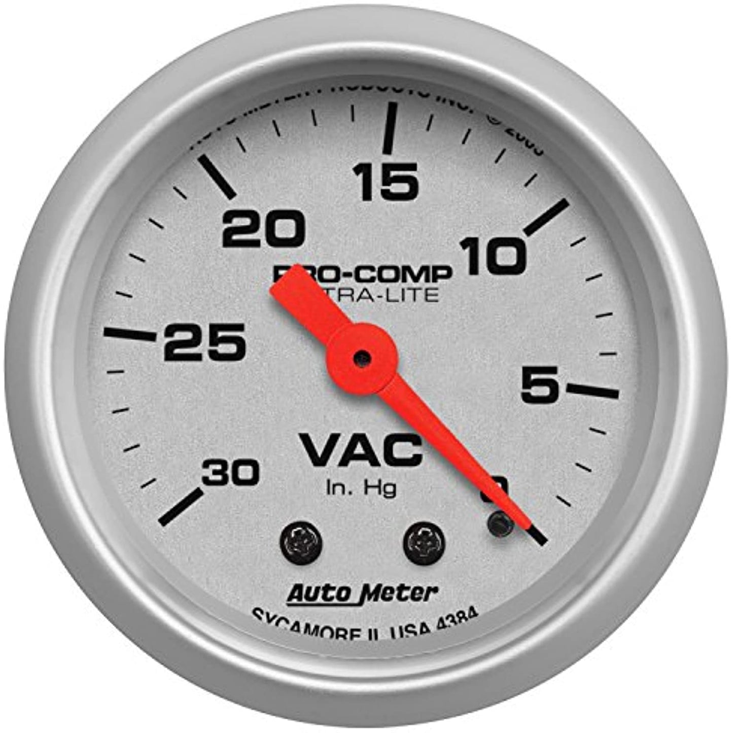 Auto Meter 4384 Ultra-Lite Mechanical Vacuum Gauge 0-30 in HG 2 1/16" 52mm