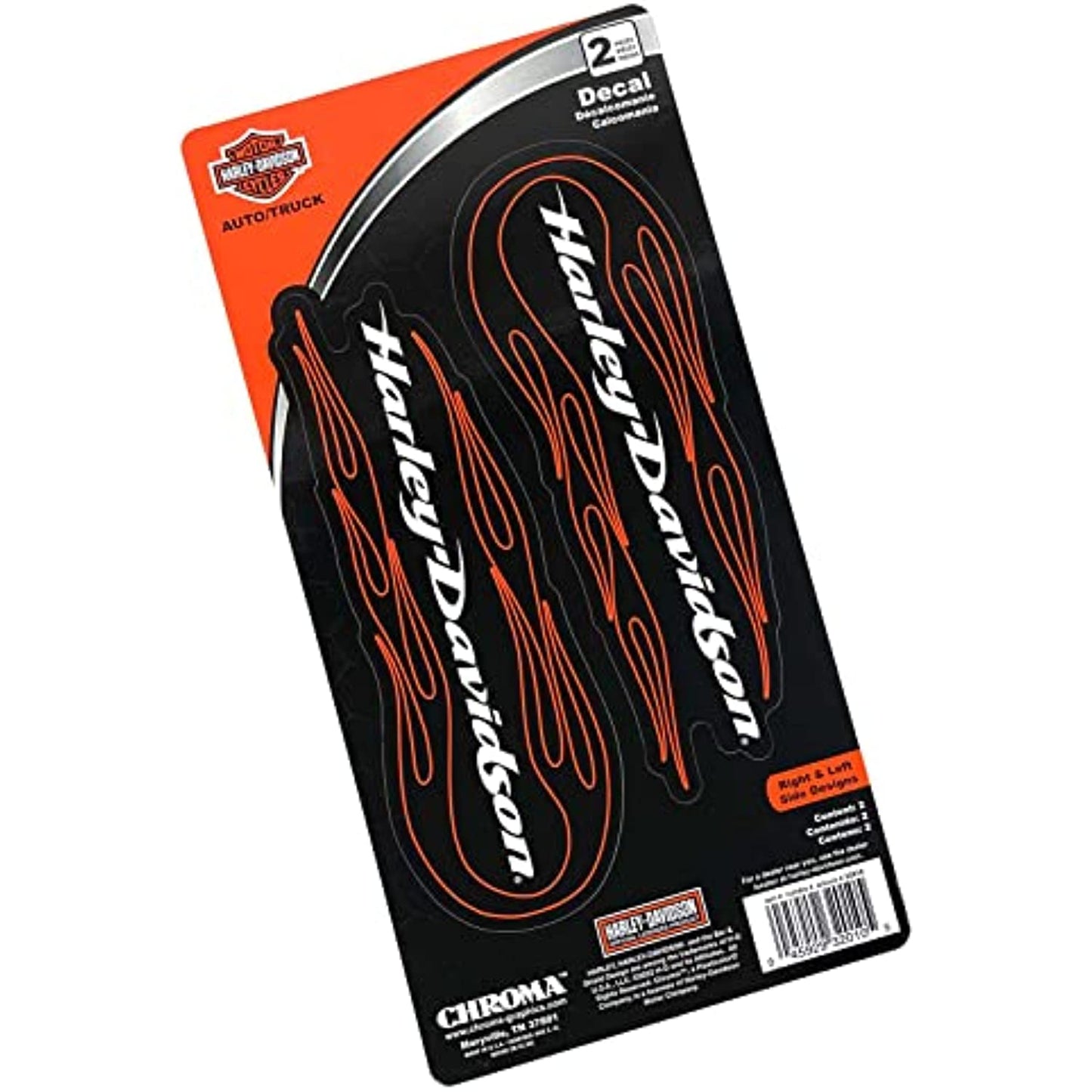 32010 Harley-Davidson 2 pcs Scripted Text Red Tribal Flames 2" x 8" Decal Kit