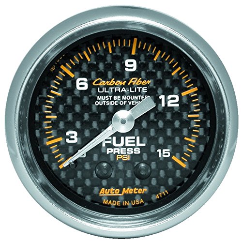 AUTO METER 4711 Carbon Fiber Mechanical Fuel Pressure Gauge 0-15 psi 2 1/16" 52