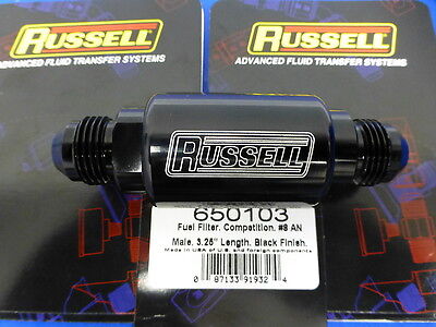 Russell 650103 Competition Fuel Filter AN8 -8 8AN # 8 Male Black Anodized