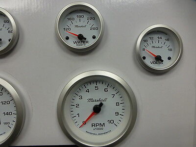 Marshall 6 Gauge Set Comp 2 LED Electric Speedo White Dial Alu Bezel Sport Comp