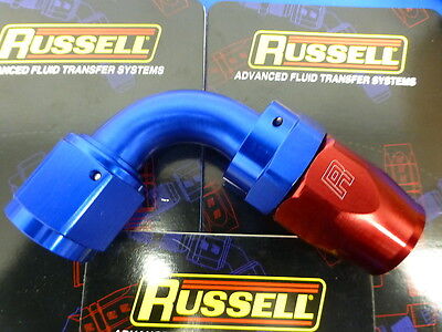 Russell 610180 Full Flow Swivel Hose End 90 degree AN10 -10 #10 10AN Red Blue