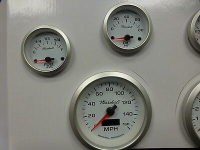 Marshall 6 Gauge Set Comp 2 LED Electric Speedo White Dial Alu Bezel Sport Comp