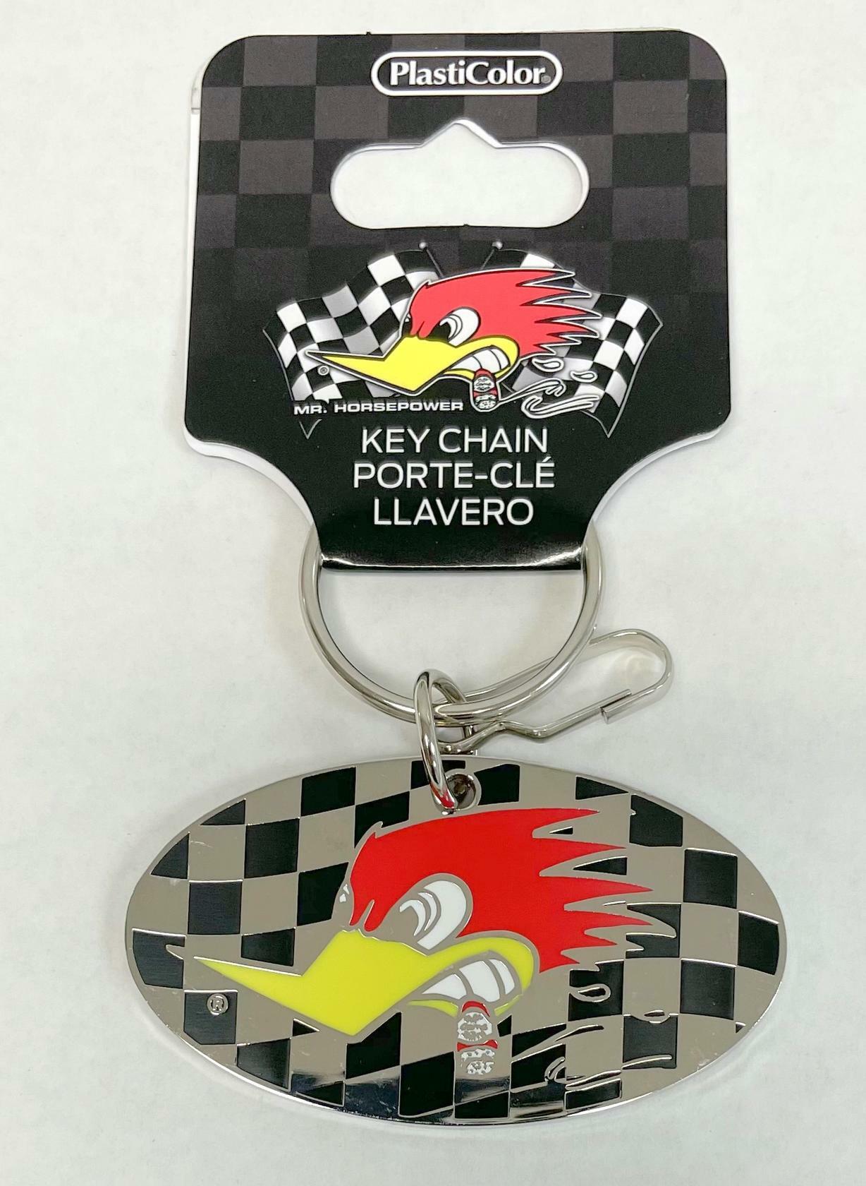 Clay Smith Mr. Horsepower Checkered Flag Enamel Key Chain Metal