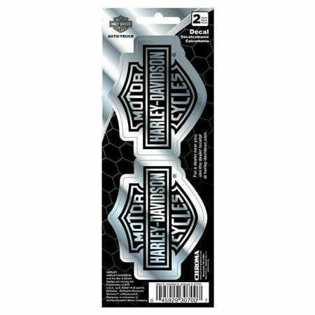 Harley-Davidson Bar & Shield Small Logo Decal Set Chrome / Black 2.75" x 3"