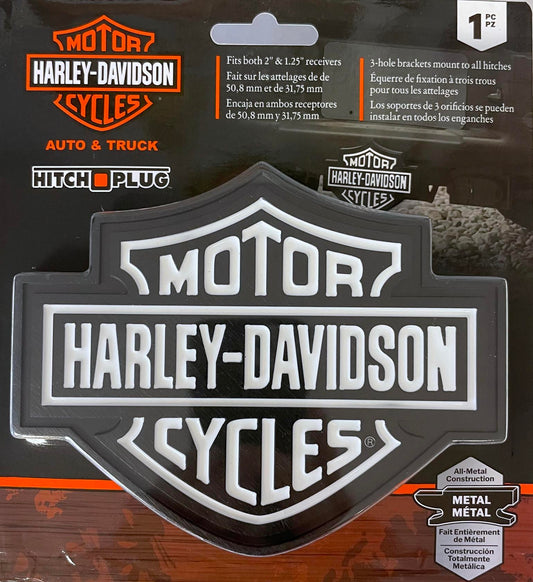 Harley Davidson Bar & Shield Black White Hitch Plug Cove 2" &1.25" Receiver Plug