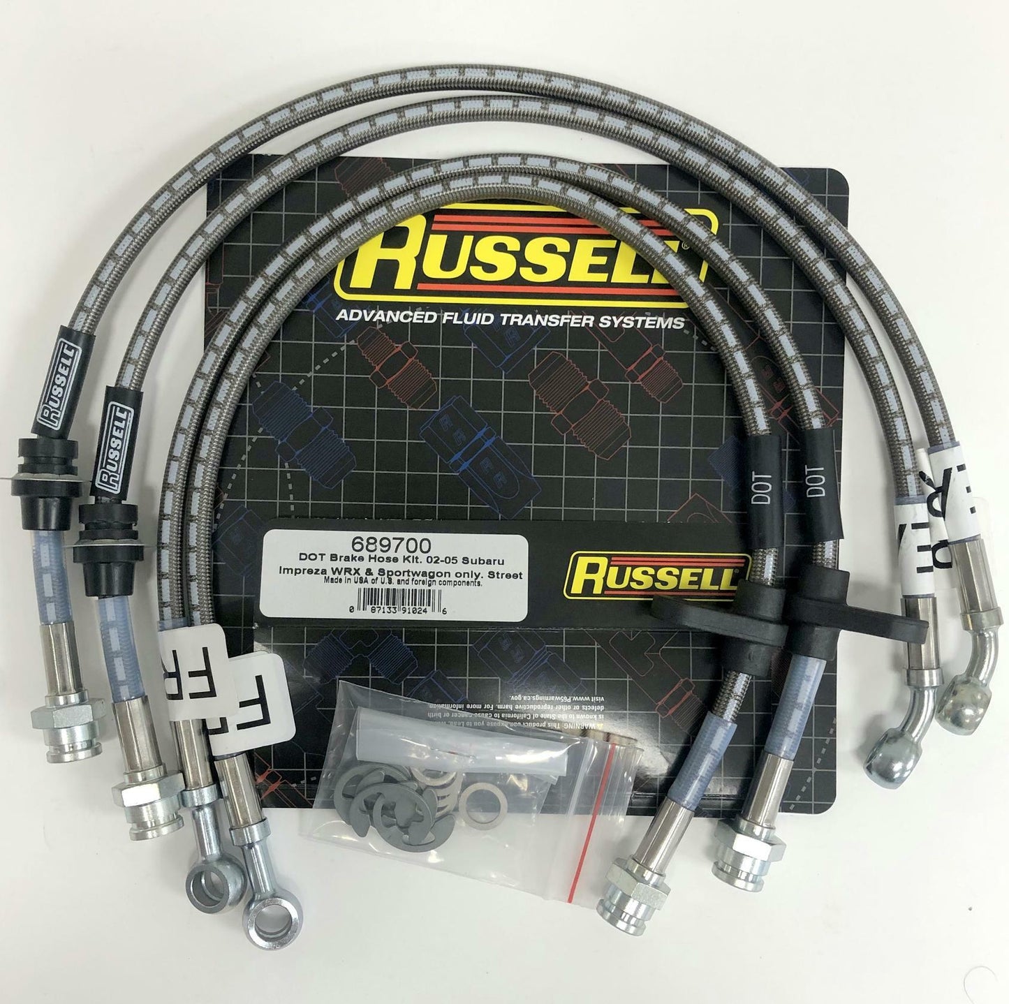 Russell 689700 Stainless Brake Line Hose Kit Fit Subaru Impreza WRX 2002-2005