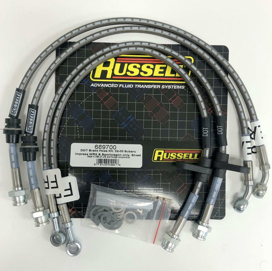 Russell 689700 Stainless Brake Line Hose Kit Fit Subaru Impreza WRX 2002-2005
