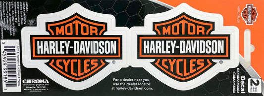 CHROMA 99185 Harley Davidson Orange Bar & Shield 2 Decals 2" x  3"