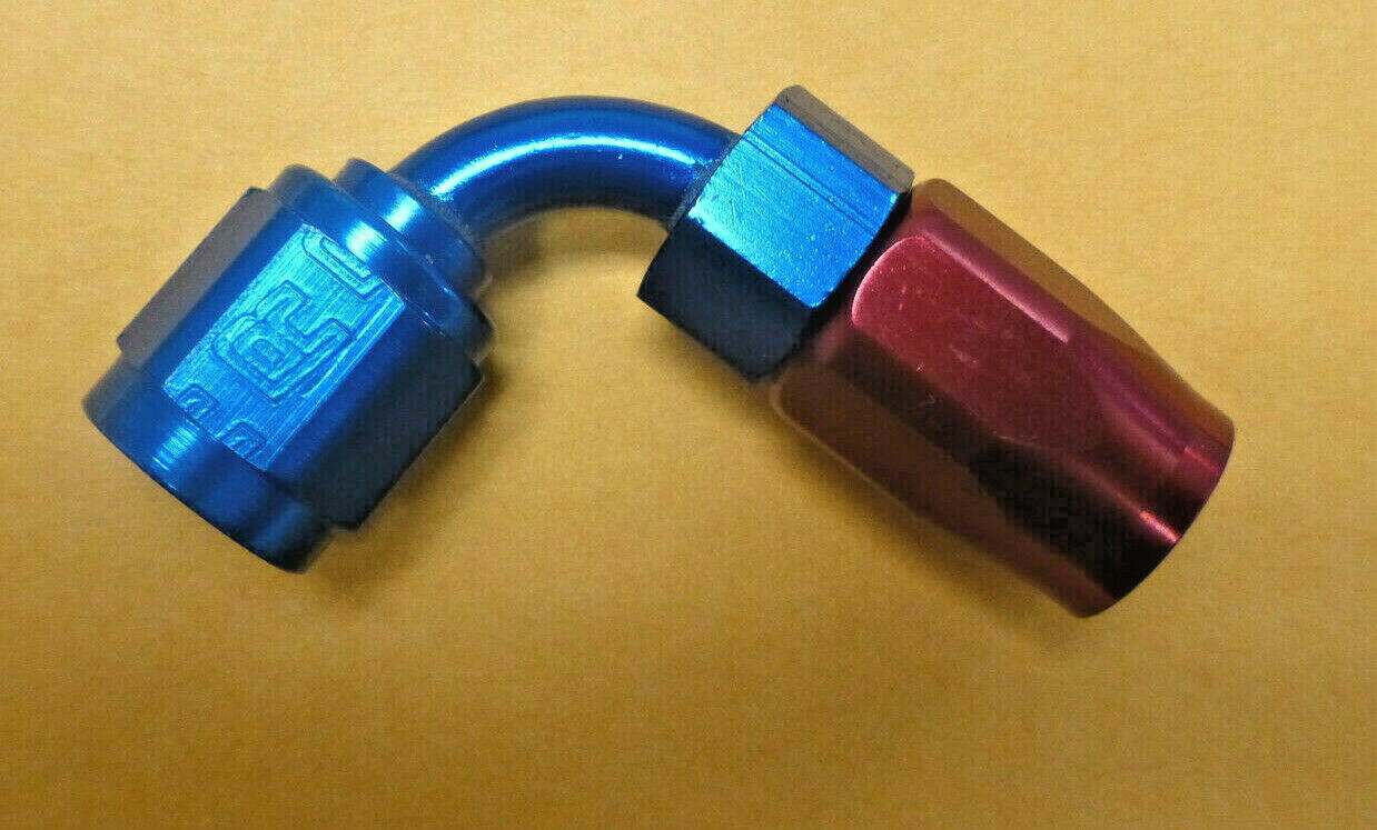 Russell 610150 Full Flow Hose End Fitting 90 degree AN4 # 4  4AN -4  Red Blue