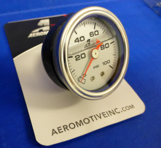 Aeromotive 15633 Fuel Pressure Gauge 0-100 psi Liquid Filled Chrome Bezel 1/8NPT