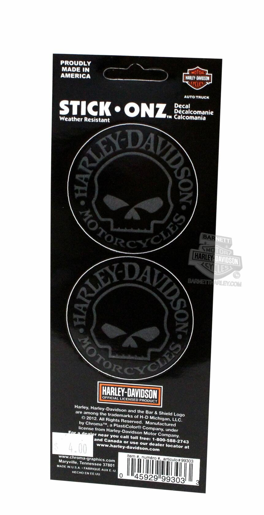 Chroma Graphics Harley Davidson Willie G. Skull Decals