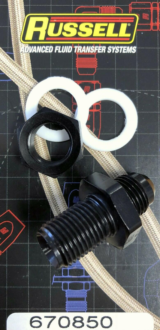 Russell 670850 Fuel Cell Bulkhead Fitting -6 -6AN  Black Anodized