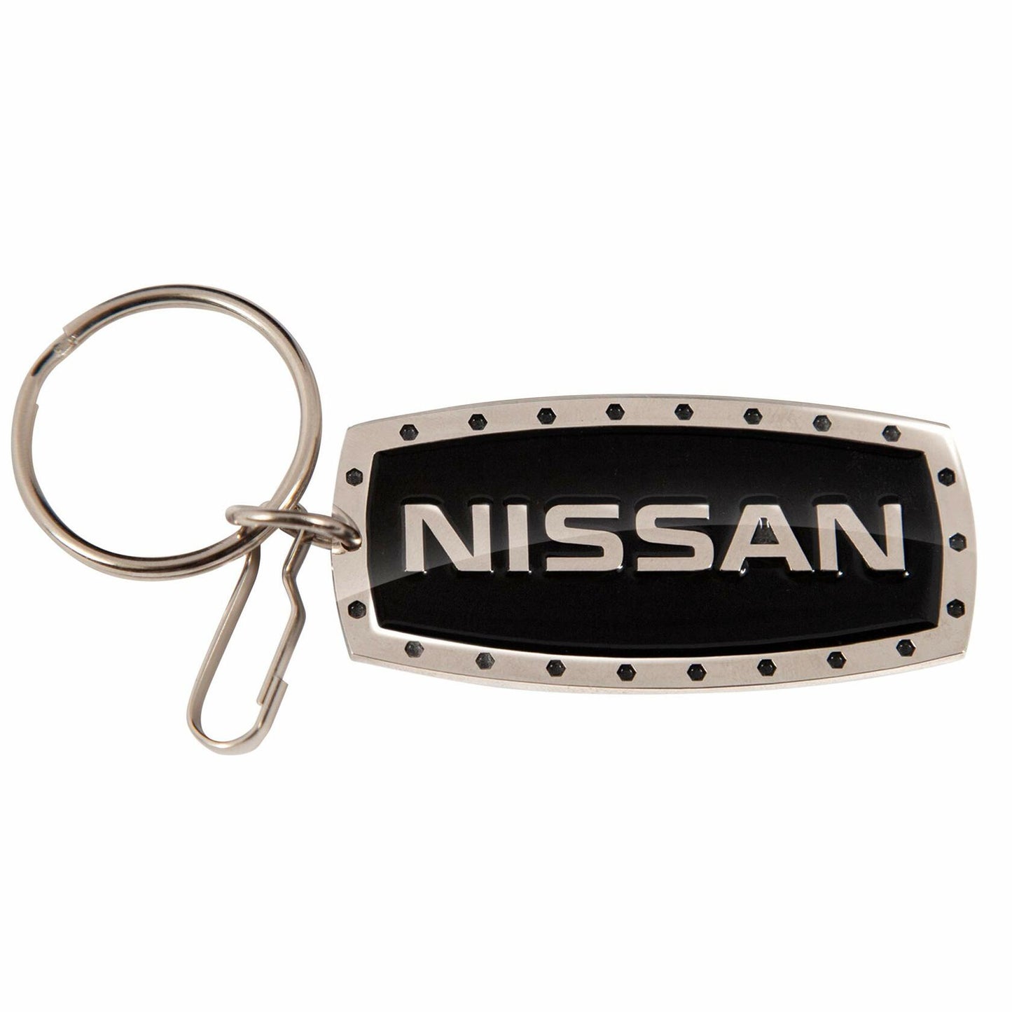 Plasticolor 004518R01 Nissan Rivet Enamel Key Chain Black & Chrome