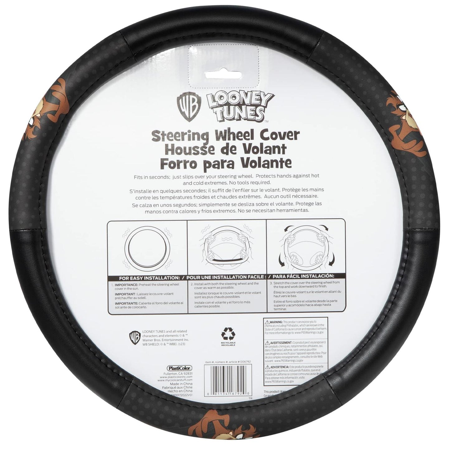 Plasticolor 006792R01 Looney Tunes Taz Tornado Speed Grip Steering Wheel Cover