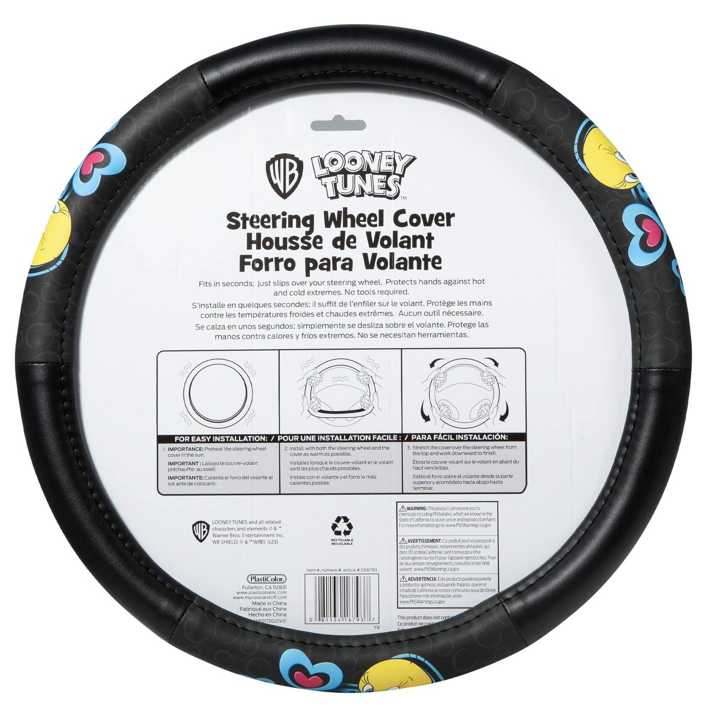 Looney Tunes Tweety Bird with Hearts Sped Grip Steering Wheel Cover