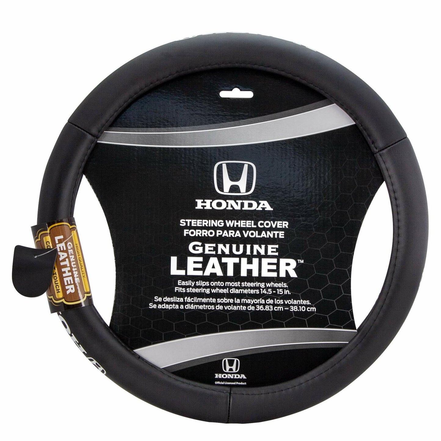 Plasticolor Honda  Car Truck SUV Genuine Leather Steering Wheel Cover Honda Logo