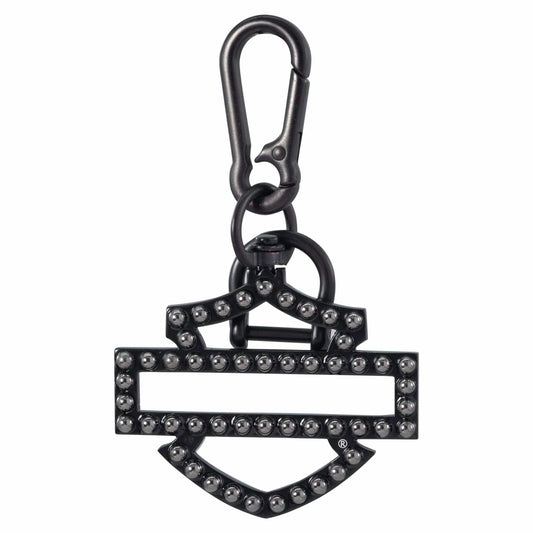 004626R01 Harley-Davidson Rivet Silhouette Bar & Shield Logo Key Chain, Black