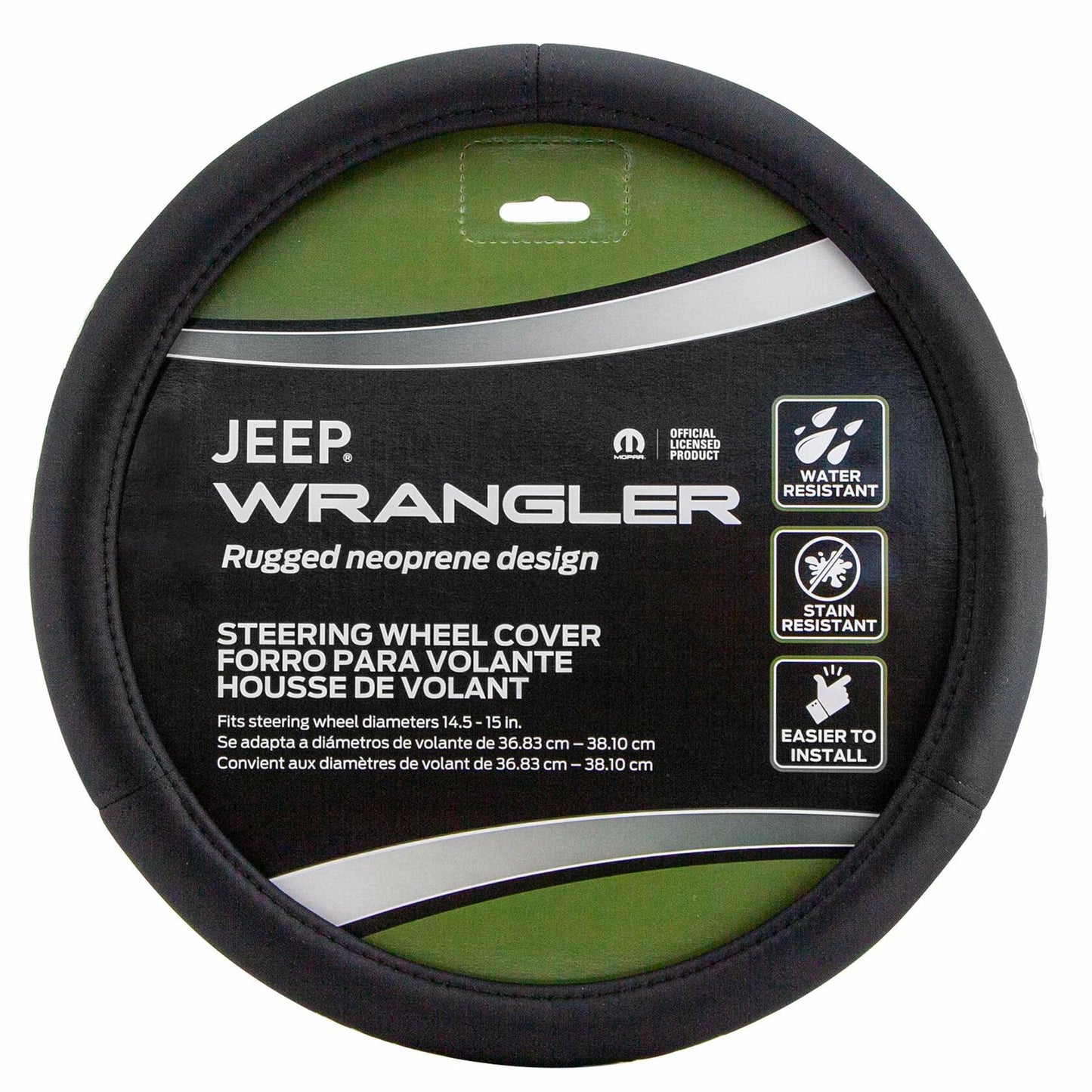 Plasticolor 006712R01 Black Steering Wheel Cover compatable with Jeep Wrangler