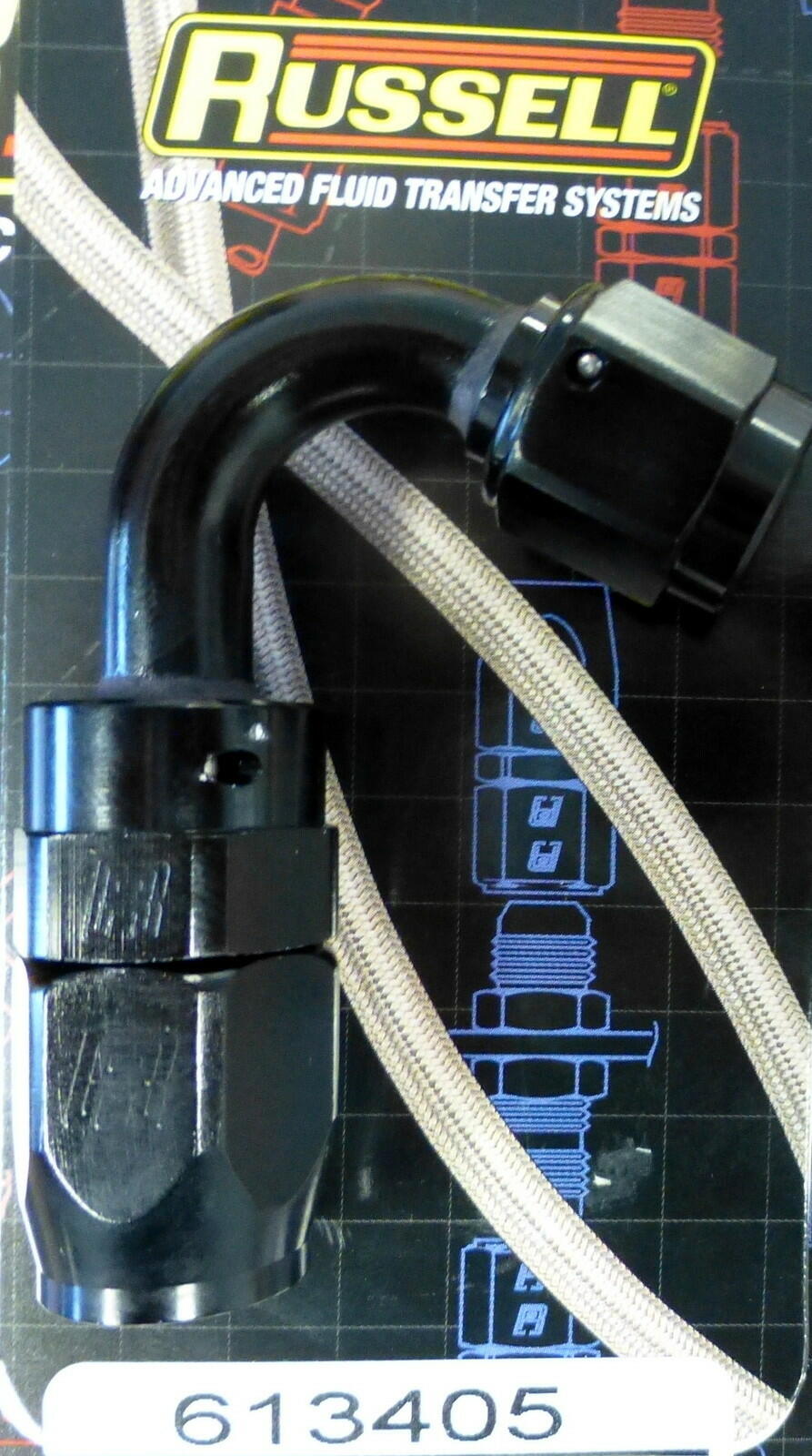 Russell 613405 Full Flow Swivel Hose End Fitting Tight 120 Deg AN6 # 6 6AN Black