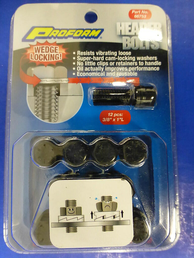 Proform 66753 Wedge Locking Header Bolt Chevy SB, Mopar BB 383 400 440 AMC V 8