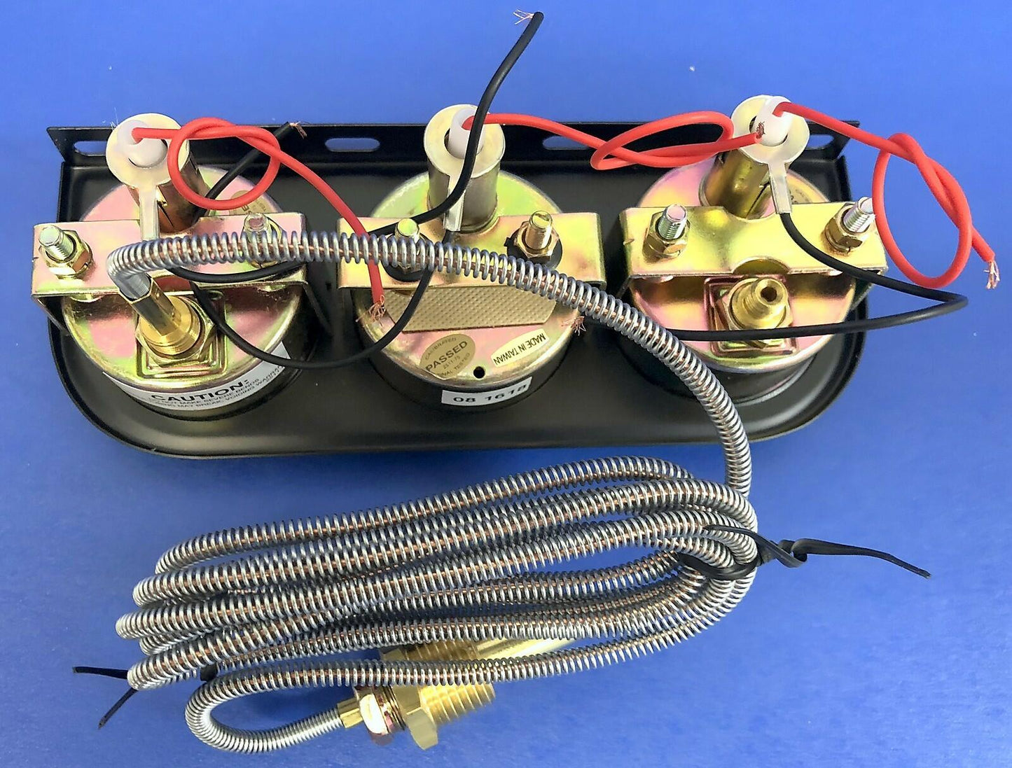 Auto Meter Autogage 2348 Black Three Gauge Consol Oil Pressure Volt Water Temp