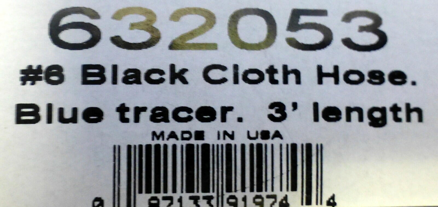 Russell 632053 Proclassic Black Braided Nylon Hose - 6 AN 3 ' Fuel Oil Gas Line