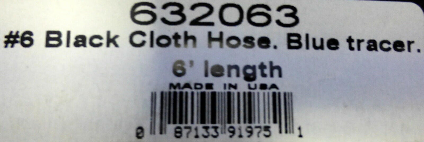 Russell 632063 Proclassic Black Braided Nylon Hose - 6 AN 6 ' Fuel Oil Gas Line