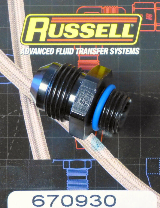 Russell 670930 Fitting Flare Radius Port Adapter Male -8 AN to -6 AN ORB Black