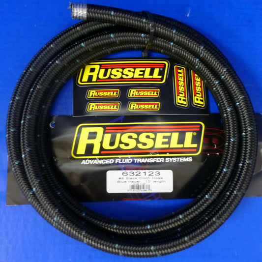 Russell 632123 Proclassic Black Braided Nylon Hose - 8 AN 10' Fuel Oil Gas Line